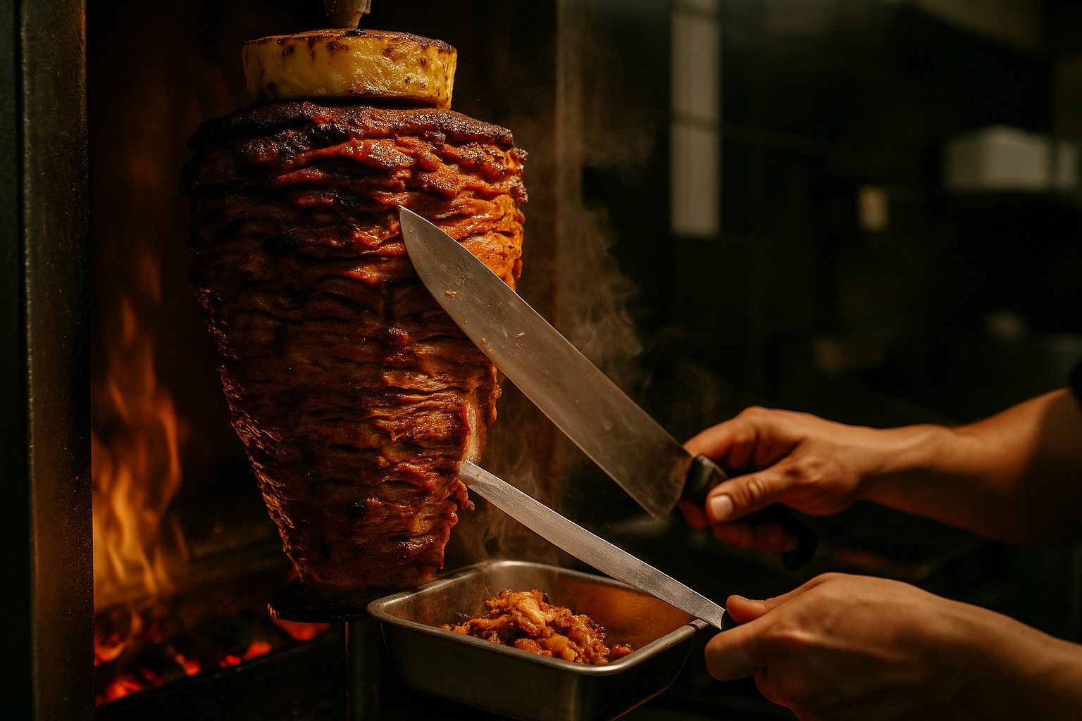Al pastor carved off the trompo in Chicago